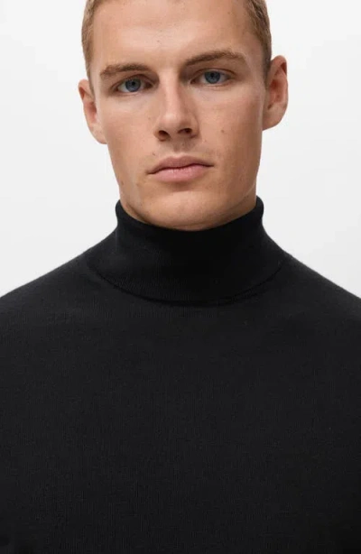 Mango Turtleneck Wool Sweater In Black