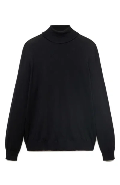 Mango Turtleneck Wool Sweater In Black