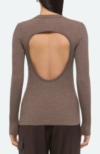 Helmut Lang Open Back Ribbed Top Light Brown Melange In Brown