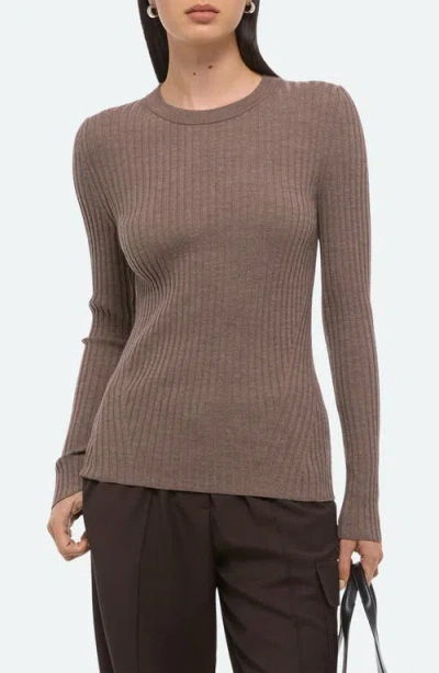 Helmut Lang Open Back Ribbed Top Light Brown Melange In Brown