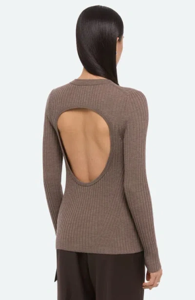 Helmut Lang Open Back Ribbed Top Light Brown Melange In Brown