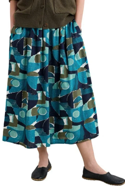 Seasalt Cornwall Mevagissey Organic Cotton Midi Skirt In Blue