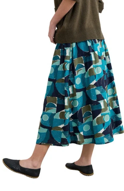 Seasalt Cornwall Mevagissey Organic Cotton Midi Skirt In Blue