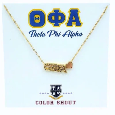 Color Shout Theta Phi Alpha Sorority Gold Heart Necklace In Gold