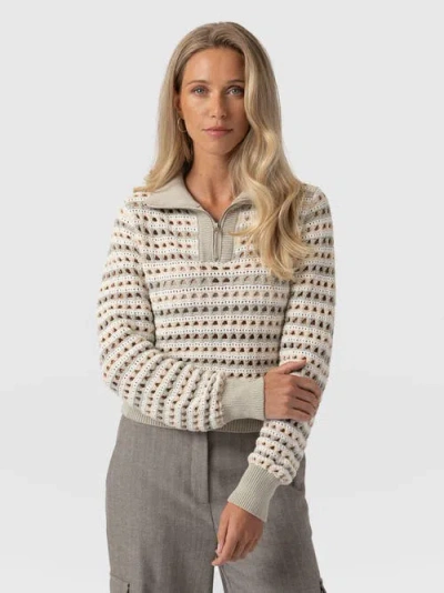 Saint And Sofia Saint + Sofia Ester Quarter Zip Knit In Multi