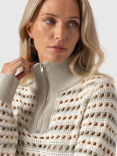 Saint And Sofia Saint + Sofia Ester Quarter Zip Knit In Multi