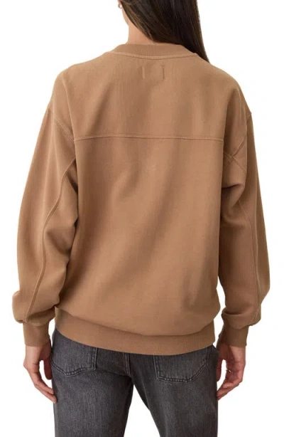 Marine Layer Cloud 9 Cotton Blend Fleece Crewneck Sweatshirt In Brown