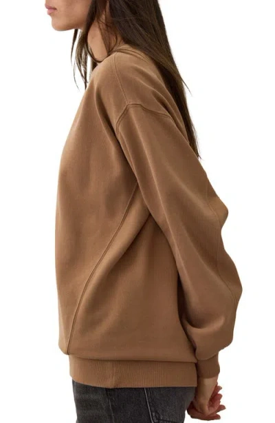 Marine Layer Cloud 9 Cotton Blend Fleece Crewneck Sweatshirt In Brown