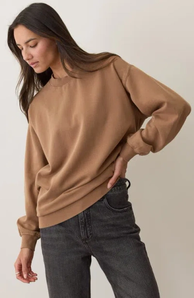 Marine Layer Cloud 9 Cotton Blend Fleece Crewneck Sweatshirt In Brown