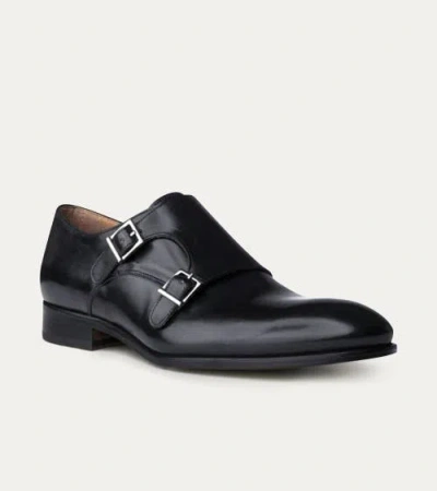 Ace Marks Kurt Plain Toe Monkstrap In Black
