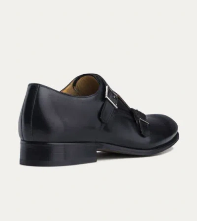 Ace Marks Kurt Plain Toe Monkstrap In Black