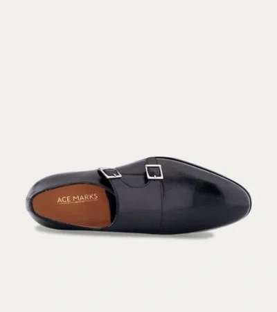 Ace Marks Kurt Plain Toe Monkstrap In Black