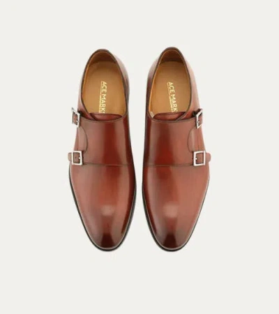 Ace Marks Kurt Plain Toe Monkstrap In Brown