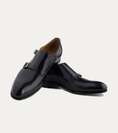 Ace Marks Kurt Plain Toe Monkstrap In Black