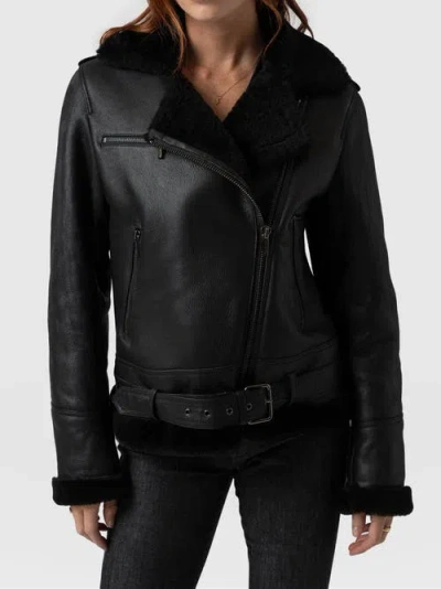 Saint And Sofia Saint + Sofia Spitfire Shearling Jacket In Black