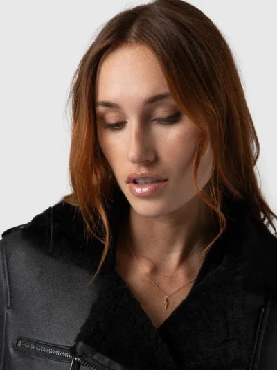 Saint And Sofia Saint + Sofia Spitfire Shearling Jacket In Black
