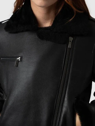 Saint And Sofia Saint + Sofia Spitfire Shearling Jacket In Black