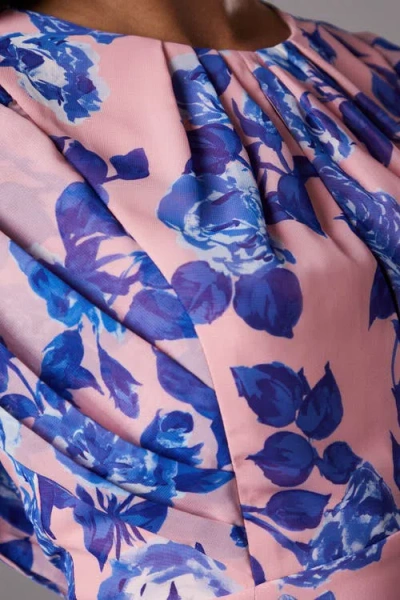 Coast Cap Sleeve Floral Chiffon Midi Dress In Blue