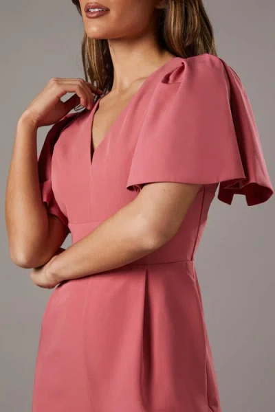 Coast Flutter Sleeve Plunge Jumpsuit In Pink