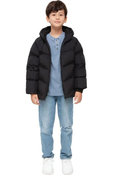 Rokka&rolla Kids' Seamless Puffer Jacket In Black