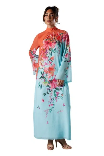 Coast Printed Tie Back Column Maxi Dress In Gold