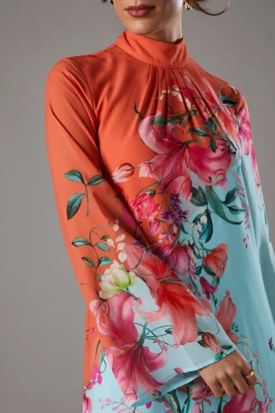 Coast Printed Tie Back Column Maxi Dress In Gold