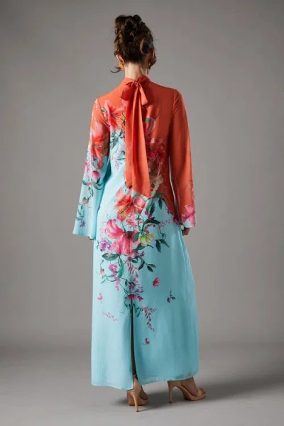 Coast Printed Tie Back Column Maxi Dress In Gold