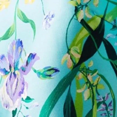 Coast Twill Puff Sleeve Printed Midi Dress In Blue