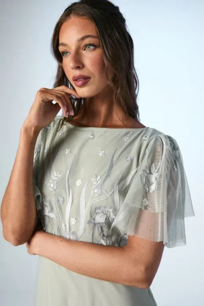 Coast Angel Sleeve Maxi Bridesmaids Dress In Green