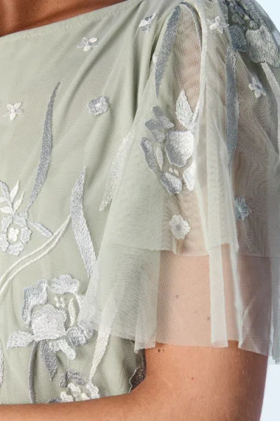 Coast Angel Sleeve Maxi Bridesmaids Dress In Green