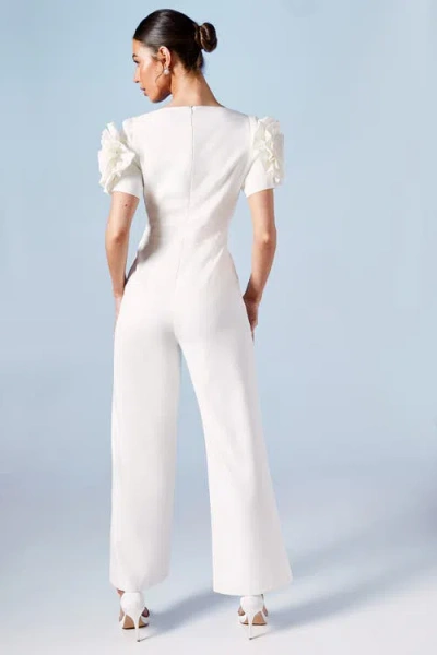 Coast 3d Flower Shoulder Bridal Jumpsuit In White