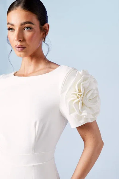 Coast 3d Flower Shoulder Bridal Jumpsuit In White