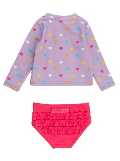 Rufflebutts Girls Upf50+ Long Sleeve Zipper Rash Guard 2-piece In Multi