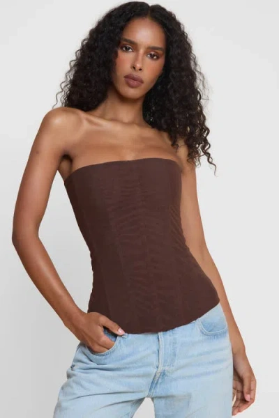 Leau Muse Mesh Corset Top In Brown
