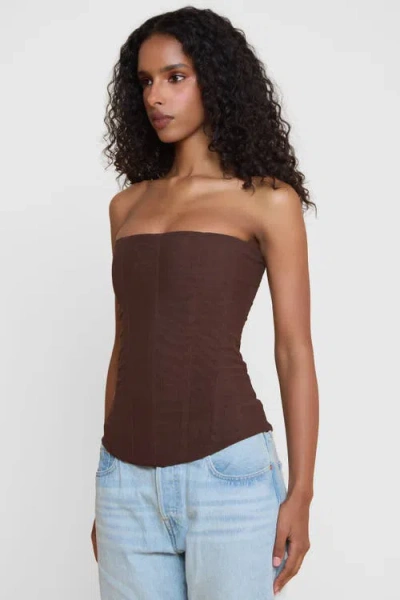 Leau Muse Mesh Corset Top In Brown