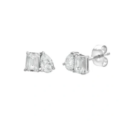 Luvmyjewelry Valessa 14k Gold Lab Grown Diamond Toi Et Moi Earrings In Silver