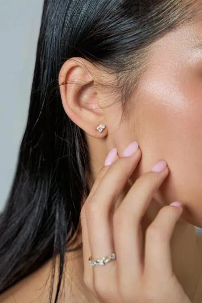 Luvmyjewelry Valessa 14k Gold Lab Grown Diamond Toi Et Moi Earrings In Silver