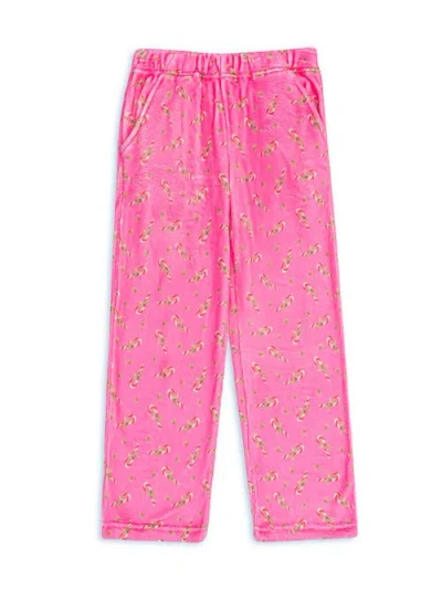Preppy Goose Plush Candy Cane Loungewear Pant In Pink