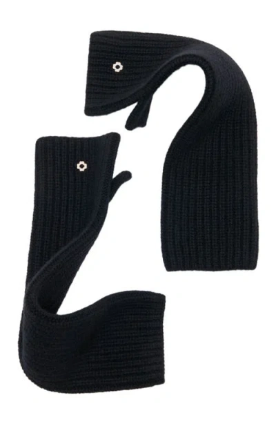 Maje Womens Black Fingerless Wool And Cashmere Mittens In Black