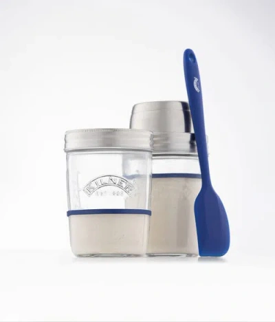 Kilner Sourdough Starter Set, 2 Glass Jars With Spatula And Measuring Markers In Multi