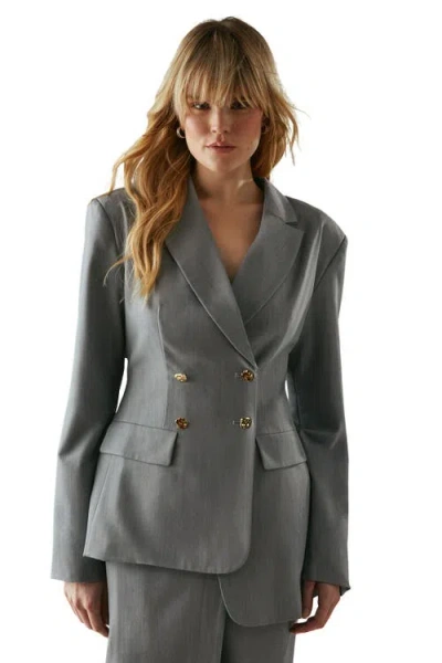 Warehouse Deconstructed Lace Up Blazer In Gray