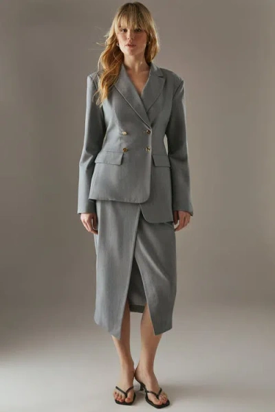 Warehouse Deconstructed Lace Up Blazer In Gray