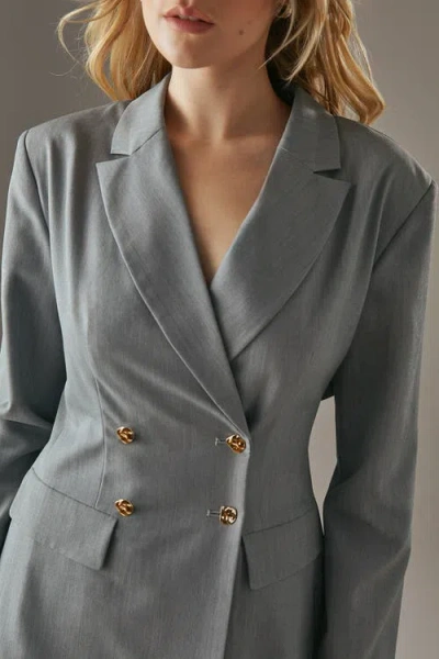 Warehouse Deconstructed Lace Up Blazer In Gray