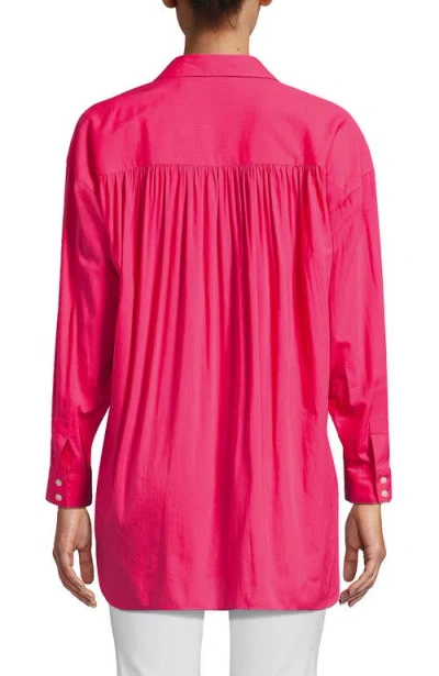 Lands' End Plus Size Cotton Voile Billowy Oversized Shirt In Pink