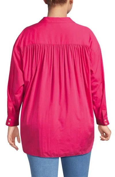 Lands' End Plus Size Cotton Voile Billowy Oversized Shirt In Pink