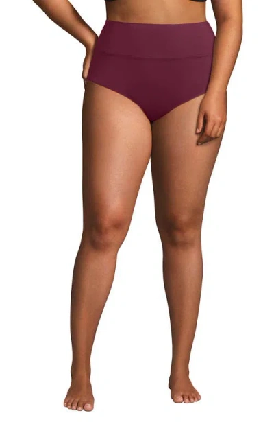 Lands' End Plus Size Pinchless High Waisted Bikini Bottoms In Purple
