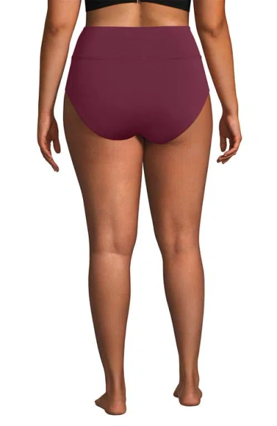 Lands' End Plus Size Pinchless High Waisted Bikini Bottoms In Purple