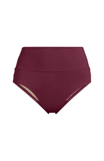 Lands' End Plus Size Pinchless High Waisted Bikini Bottoms In Purple