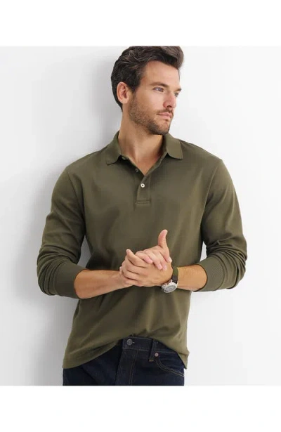 Lands' End Long Sleeve Cotton Supima Polo Shirt With Pocket In Green