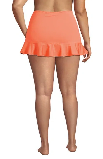 Lands' End Plus Size Ruffle Hem Mini Swim Skirt In Orange